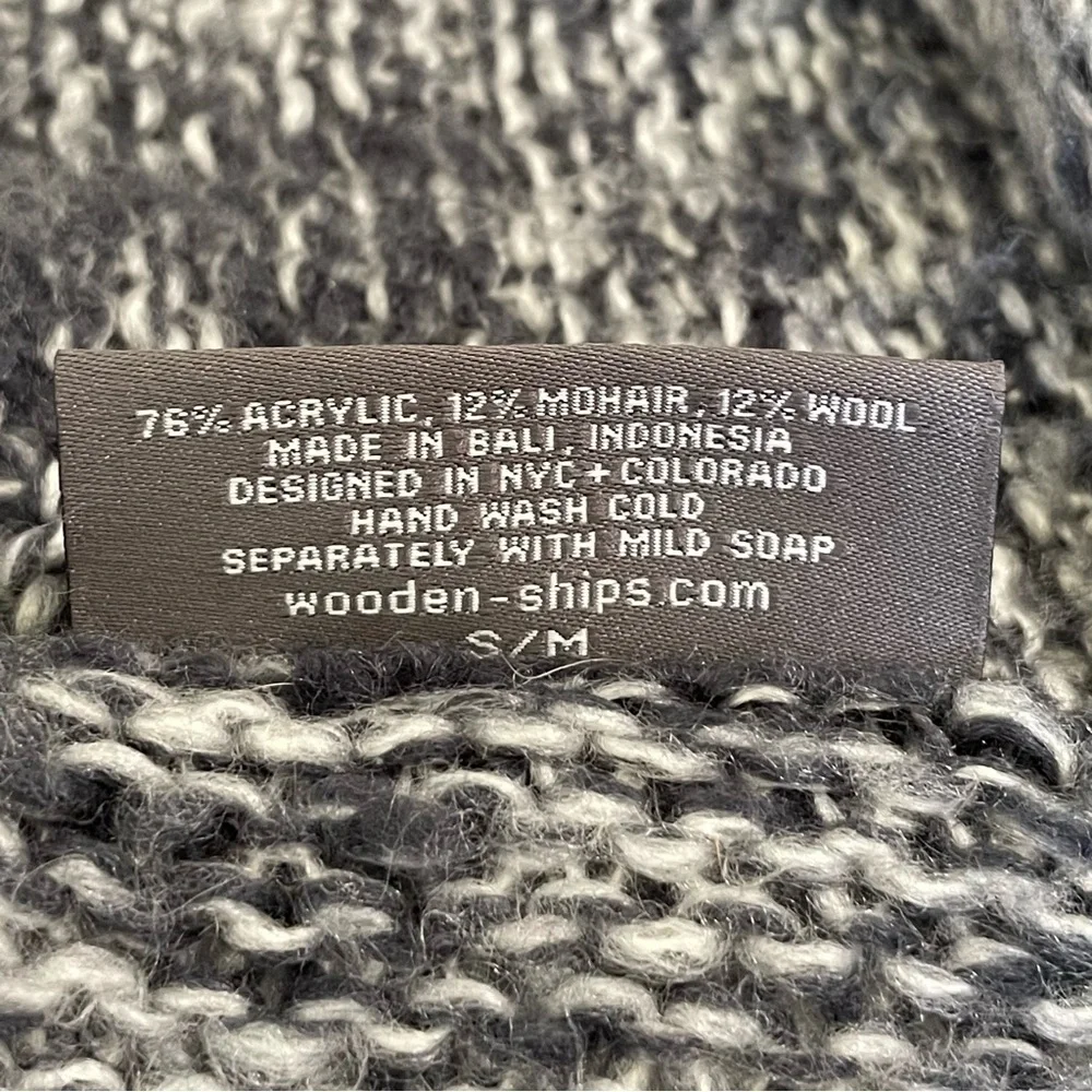 Wooden Ships Mohair Wool Blend Marled Knit Open Front Cardigan Sweater Grey S/M